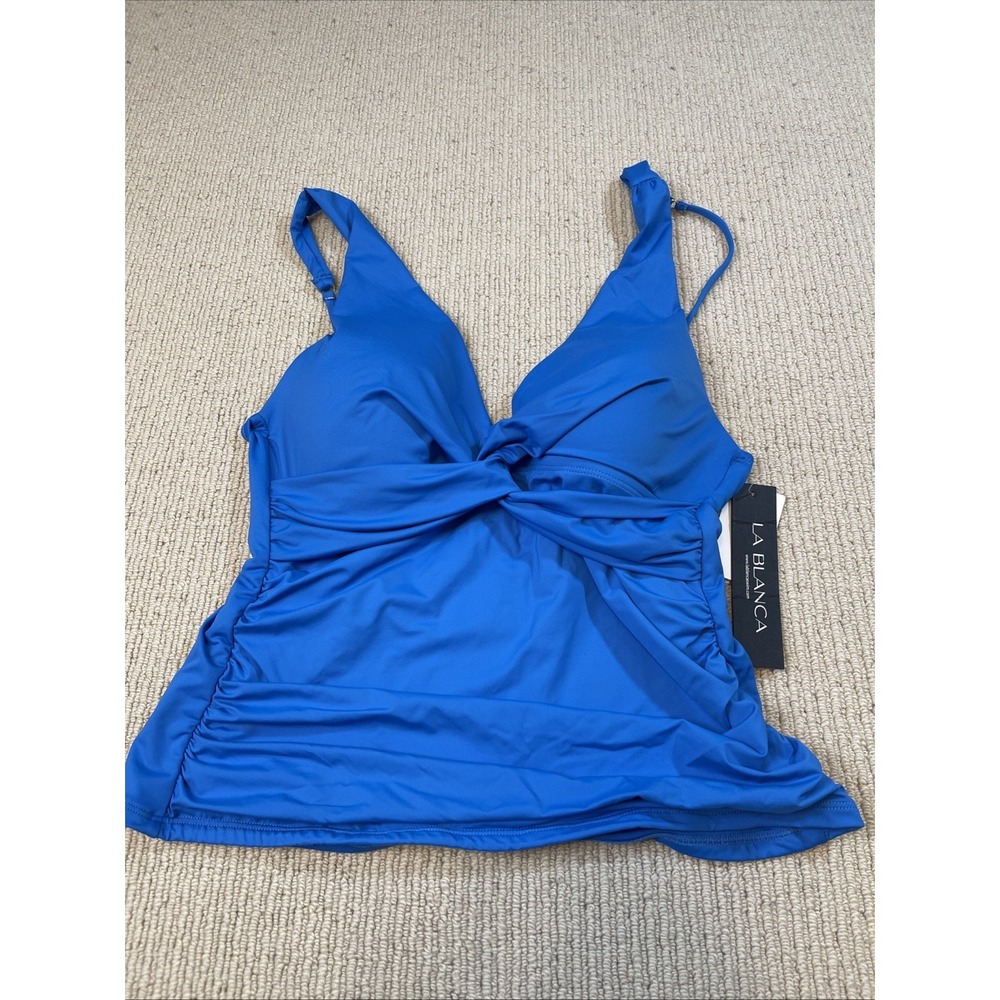 LA BLANCA Women's 8  Island Goddess Over The Shoulder Twist Front Tankini Top